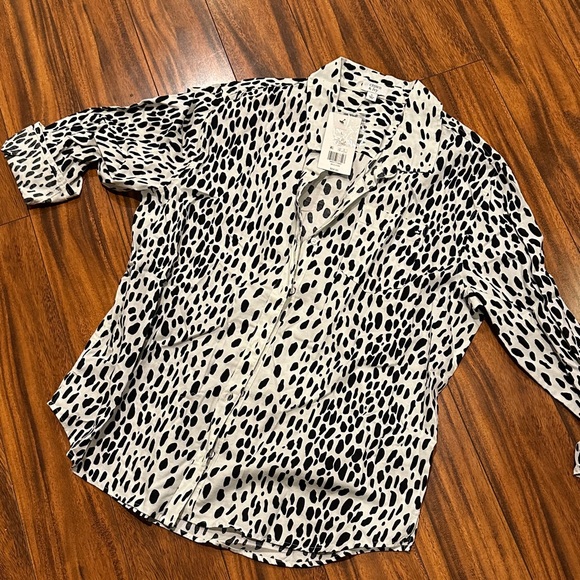 crown & ivy Tops - crown & ivy Black and White Dalmatian Print Button-Down Shirt